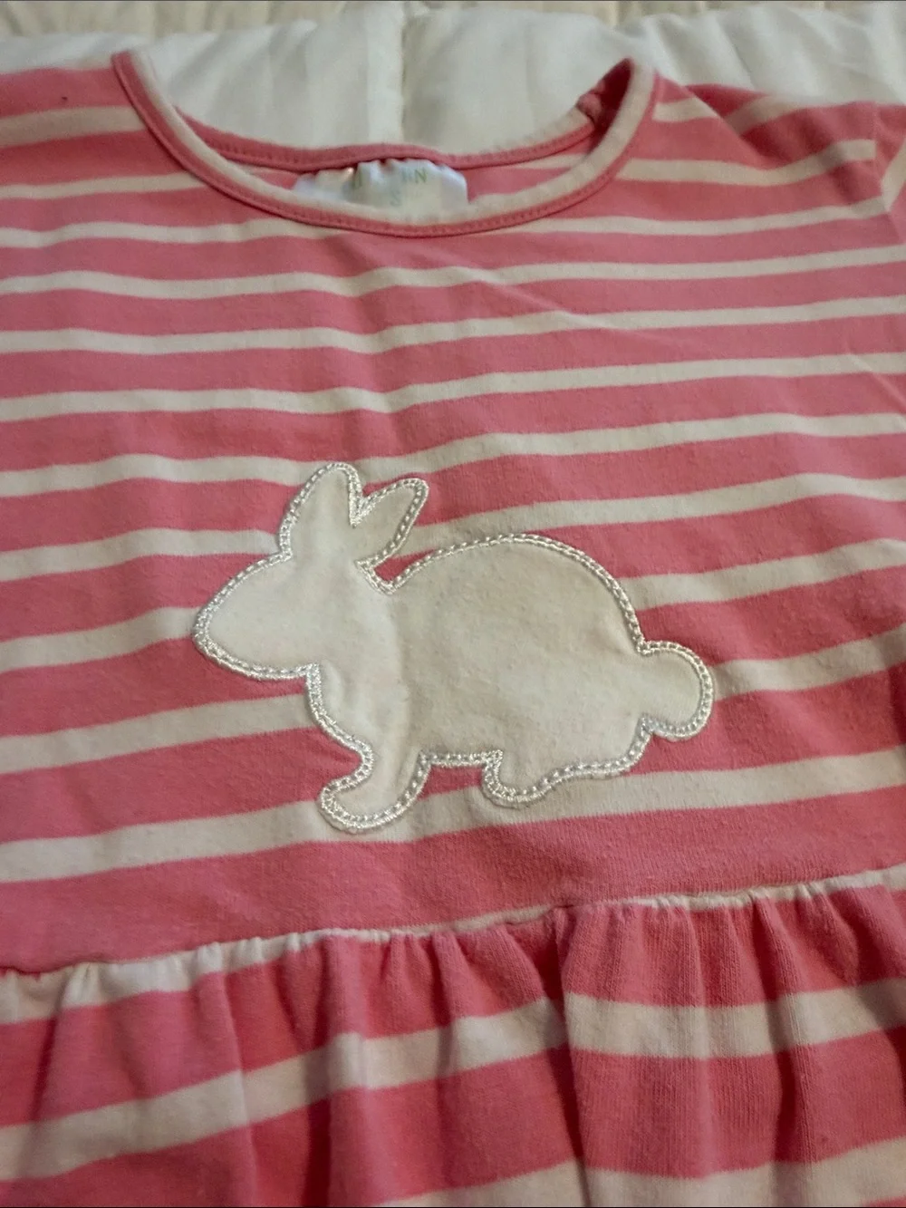 Southern Tots striped dress with Easter bunny appliqué- Size 8